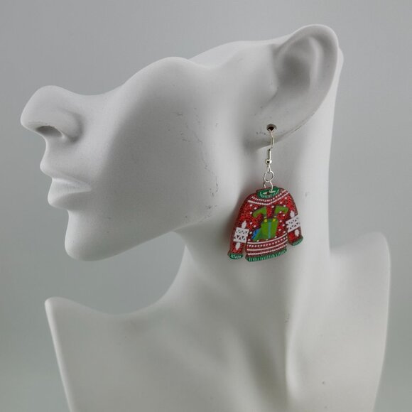 Ugly Elf Christmas Sweater Red Green and White - Picture 5 of 6